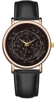 ModernMart Elegant Women Leather Watch Quartz Casual Waterproof Minimalist Timepiece black