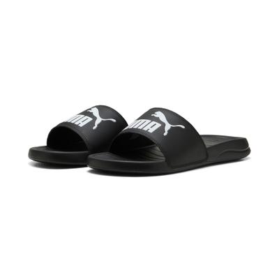 Badesandale PUMA "POPCAT 20 BX", Damen, Gr. 38, schwarz (puma schwarz, puma schwarz, puma weiß), Synthetik, unifarben, Schuhe, für Strand, Pool und Freizeit, mit weichem Textil-Innenmaterial