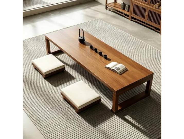 Japanischer niedriger Couchtisch, vielseitiger Bodentisch für Schlafzimmer Tragbarer Couchtisch, Altartisch für Meditation, Tisch für Boden Sitzen, Massivholz Teetisch(39.3x19.6x13.7in)