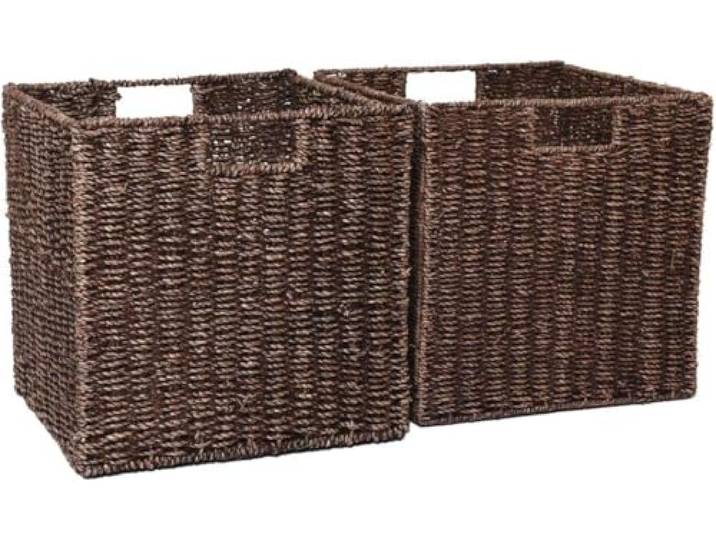 VIVANNO 2 Panier d'étagère Panier d'armoire jonc de mer pour Ikea Kallax/Expedit marron