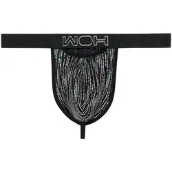 WOH Herren G-String - Pure Seduction, Glitzer, Spitze, einfarbig Schwarz / M