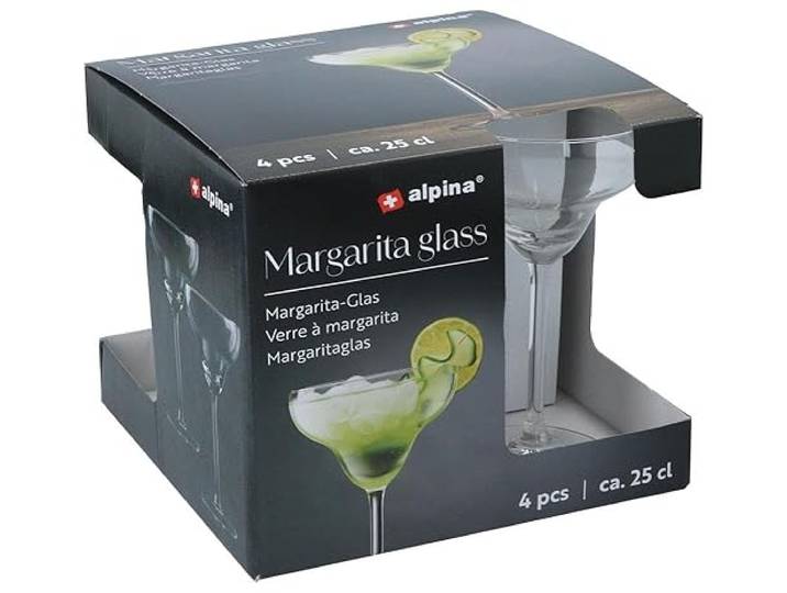 alpina Glazen Margarita Cocktailglazen, ideaal voor margarita en cocktails, 250 ml, 4 stuks