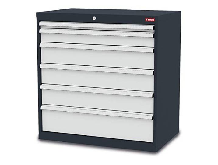 STIER Schubladenschrank mit 6 Schubladen, BxTxH 900x575x920 mm, Gesamttragkraft 1000kg, Blendenhöhen 50 bis 200 mm