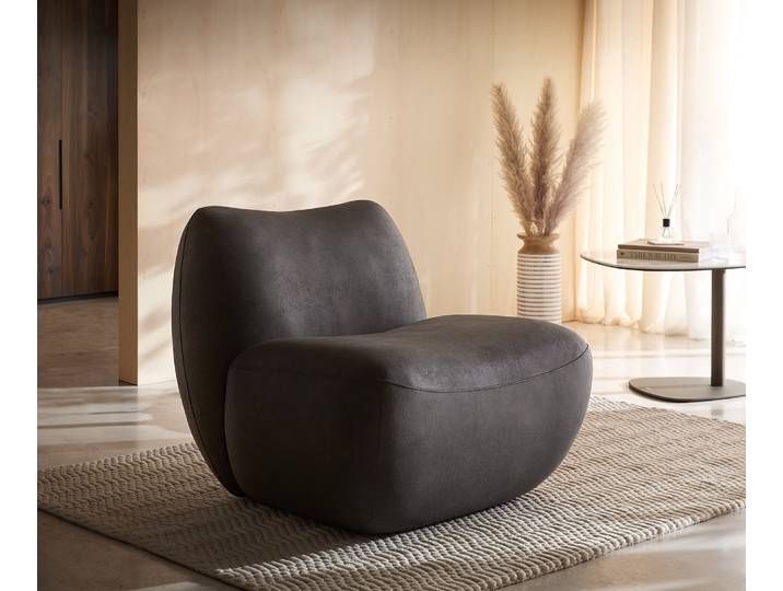 DELIFE Loungesessel Zena 75x85 cm Mikrofaser Anthrazit Vintage, Cocktailsessel