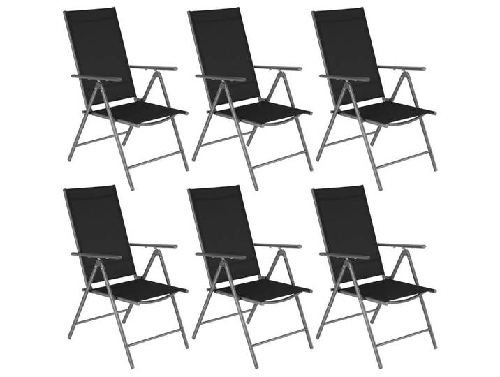tectake Gartenstuhl 6er Set Marcellino, 54,5 x 65 x 107,5 cm, anthrazit, Anthrazit, Metall, 54.5x107.5x65 cm, Gartenmöbel, Gartensessel, Gartenstühle