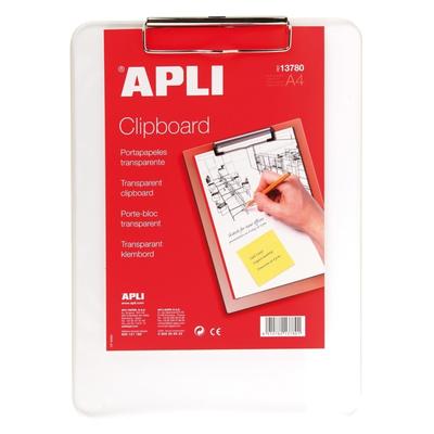 Apli Klemmbrett A4, aus transparentem Kunststoff