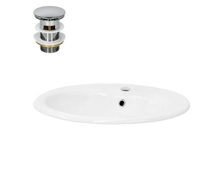 LuxeBath Waschbecken, Weiß, Metall, 48.5x19.5x57 cm, Badezimmer, Waschbecken & Armaturen, Waschbecken