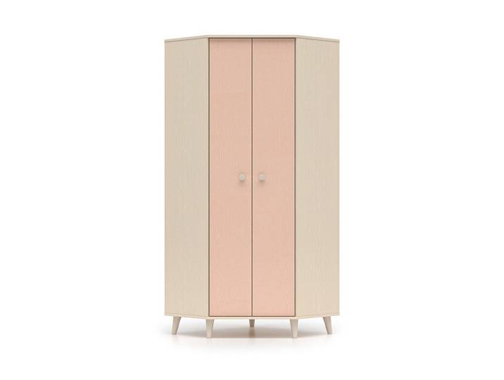 Petits-meubles Schrank 2 Türen Alycia Beige - Korallenrosa - Holzeffekt, 80x190x80 cm, Schlafzimmer, Kleiderschränke