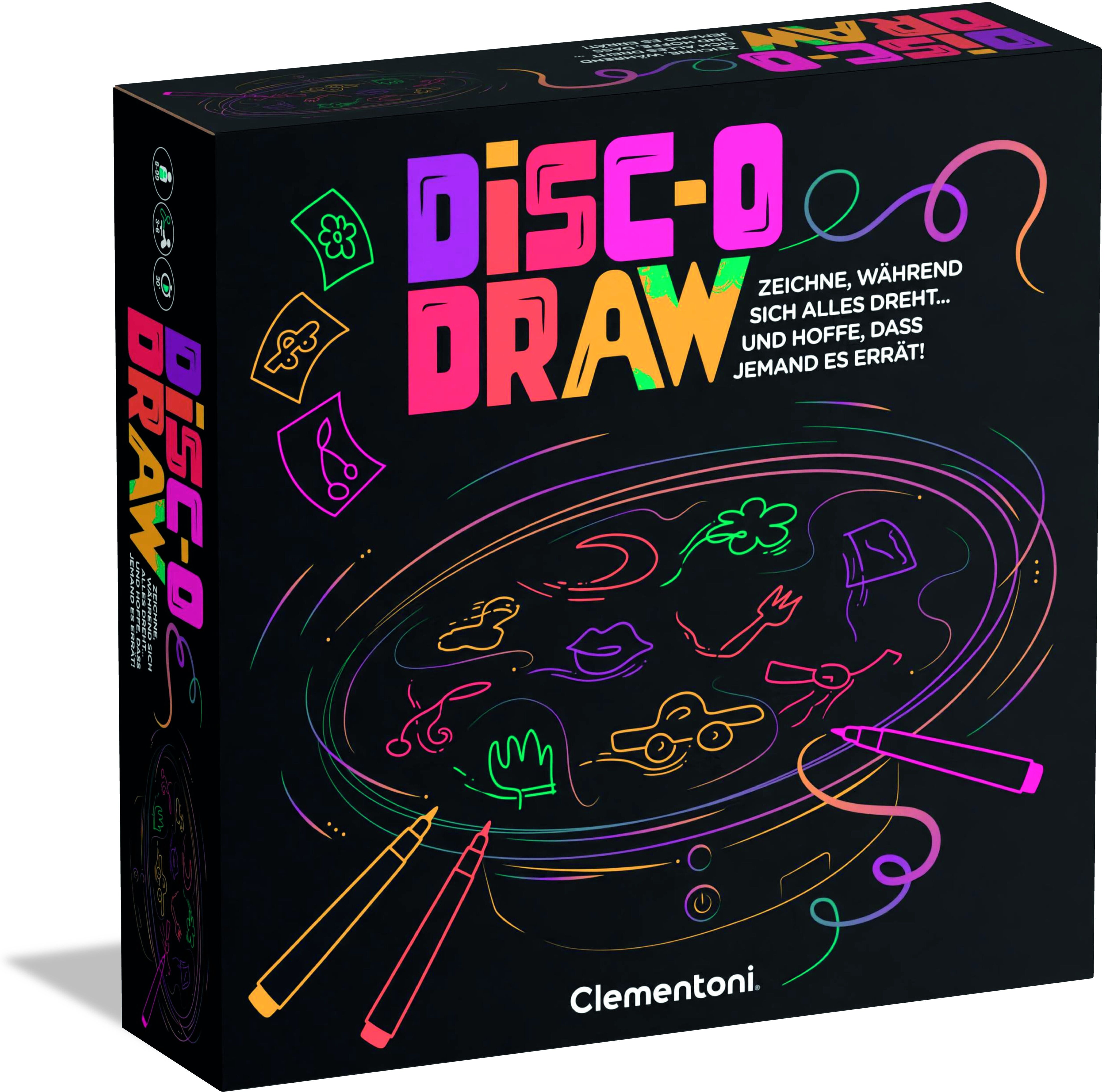 Spiel CLEMENTONI "Disco Draw - Wer hat den Dreh raus?", bunt, Spiele, Kinder, Spiel