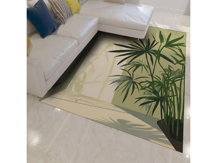 HOBBOY Groene Bladeren Outdoor Vloermatten Tropische Planten Wasbaar Vloerkleden Landhuis Boerderij Dunne Vloerkleed voor Studie Kantoor 150 x 210 cm