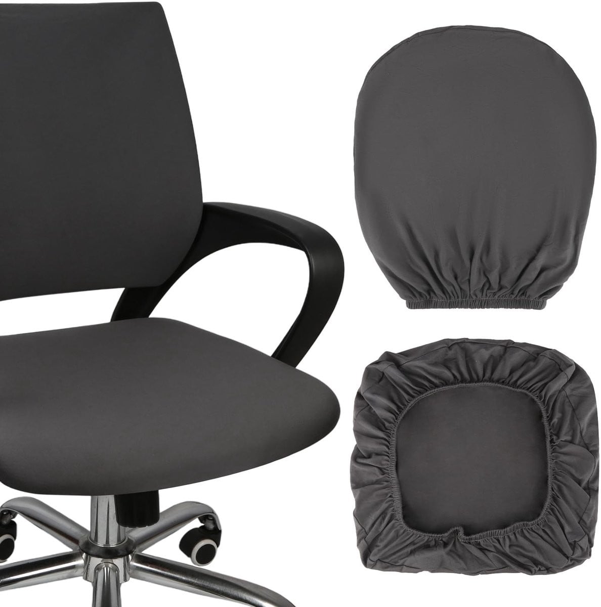 Dailygoods Donkergrijze Bureaustoelhoes - Wasbare Elastische Overtrek voor Bureaustoelen