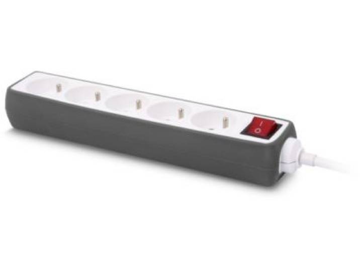 Essentielb - Multiprise Silicone Gris 5 X 16a Avec Interrupteur