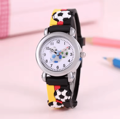 Inspire Essentials Kids Football Cartoon Quartz Watch Fun Learning Style black