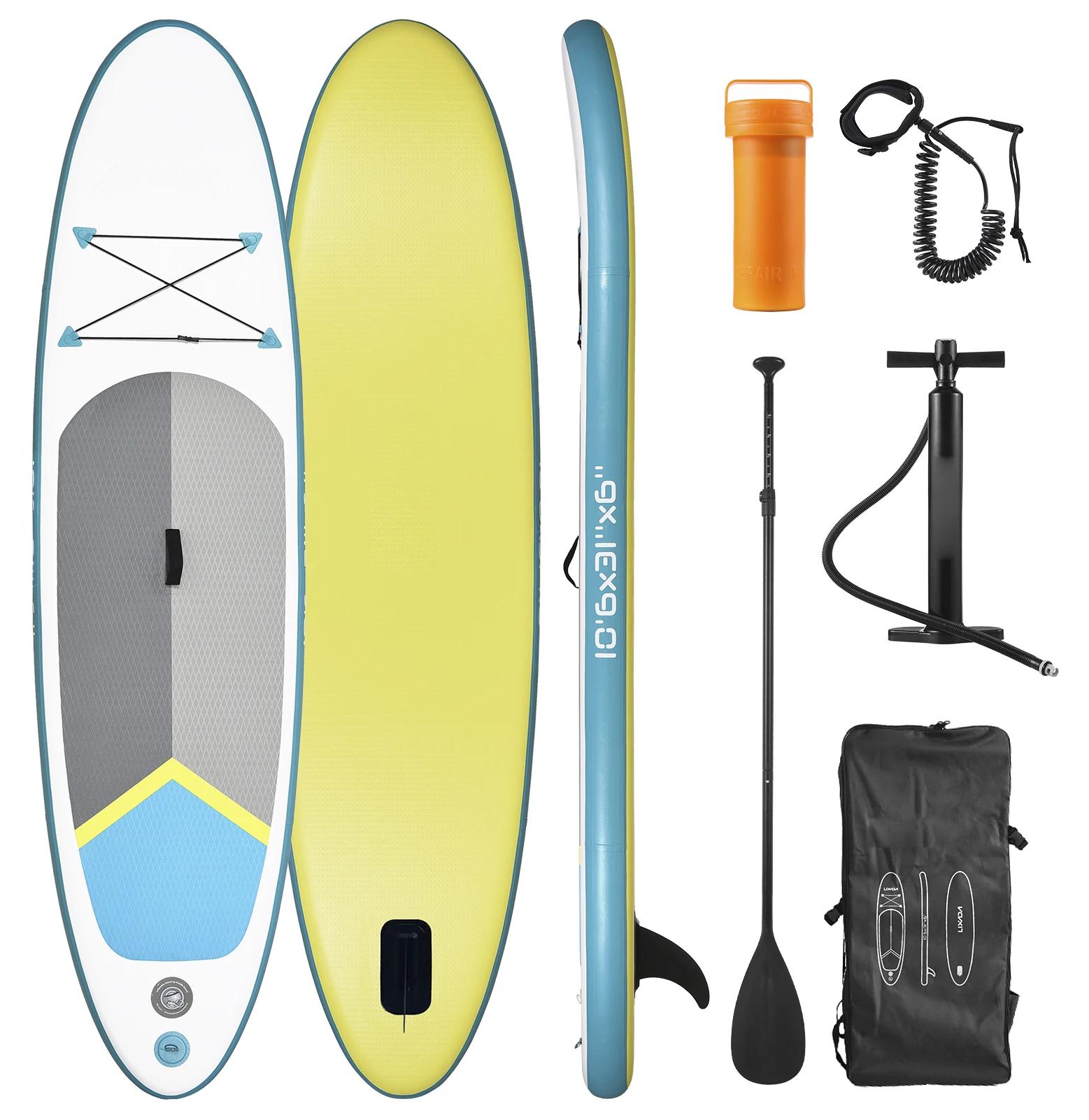 Aufblasbares SUP-Board - Surfbrett für Erwachsene - 15,24 cm Dick - Verstellbares Paddel - Pumpe - Blau