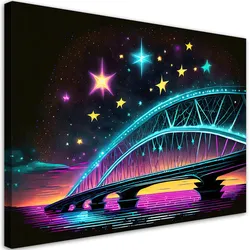 WANDBILD brücke architektur neon