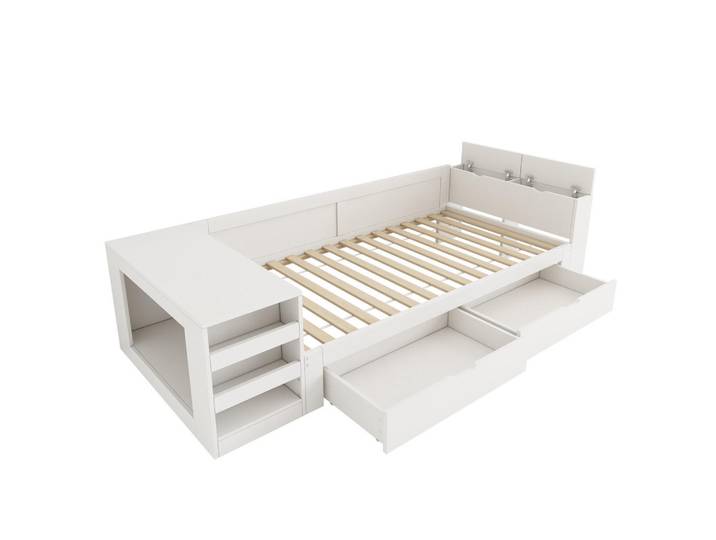 ComfortXL Einzelbett 90/200 cm mit Haustier-Ruhebereich und Stauraum, De-41866, in Weiß, 90x200 cm, Babymöbel & Kindermöbel, Kinderzimmer & Jugendzimmer, Kinderbetten