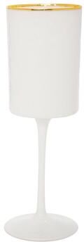 classic touch Set of 6 White Square Shaped Wine Glasses with Gold Rim