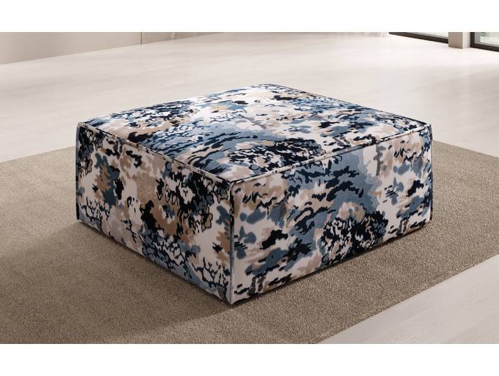 Beistellhocker Lesley - Jacquard mit Aquarell-Muster - Charcoal - Jacquard - Luxusbetten24