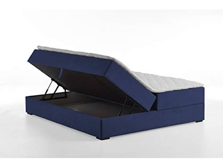 Atlantic Home Collection Lucy Boxbett ohne Kopfteil, Taschenfederkernmatratze, Härtegrad 2, inklusive Topper, Navyblau, King