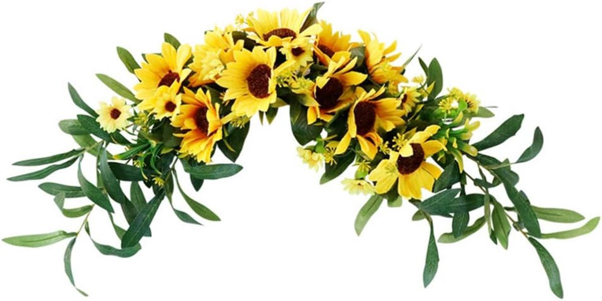 Zonnebloem Krans - Decoratieve Swag - Geel - 58 cm