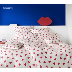 Elegante Bettwäsche Cherie - 135x200 cm + 40x80 cm	himbeerrot