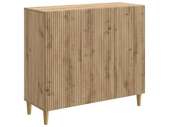 KKgypkn Sideboard Artisan-Eiche 89 x 34,5 x 80 cm Holzwerkstoff Vintage Design, Verstellbare Regale, 90-Grad-Pendeltüren, Konische Beine, Pflegeleicht