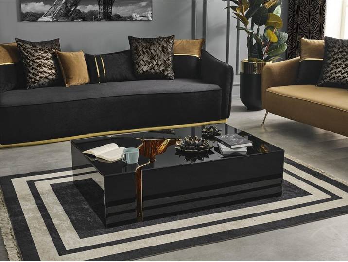 JVmoebel Couchtisch Schwarzer Couchtisch aus Holz mit elegantem Design für modernes Wohnen (Packung), Made in Europa