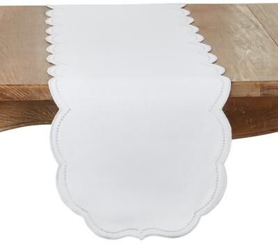 Saro Lifestyle Embroidered Polka Dot Table Runner With Scallop Edge