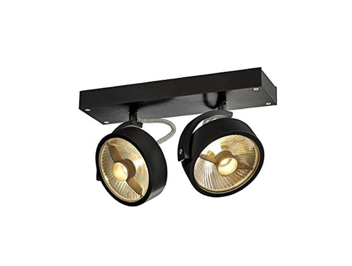 Plafonnier SLV KALU\, Aluminium\, noir mat\, 2 Strahler\, GU10 75watts