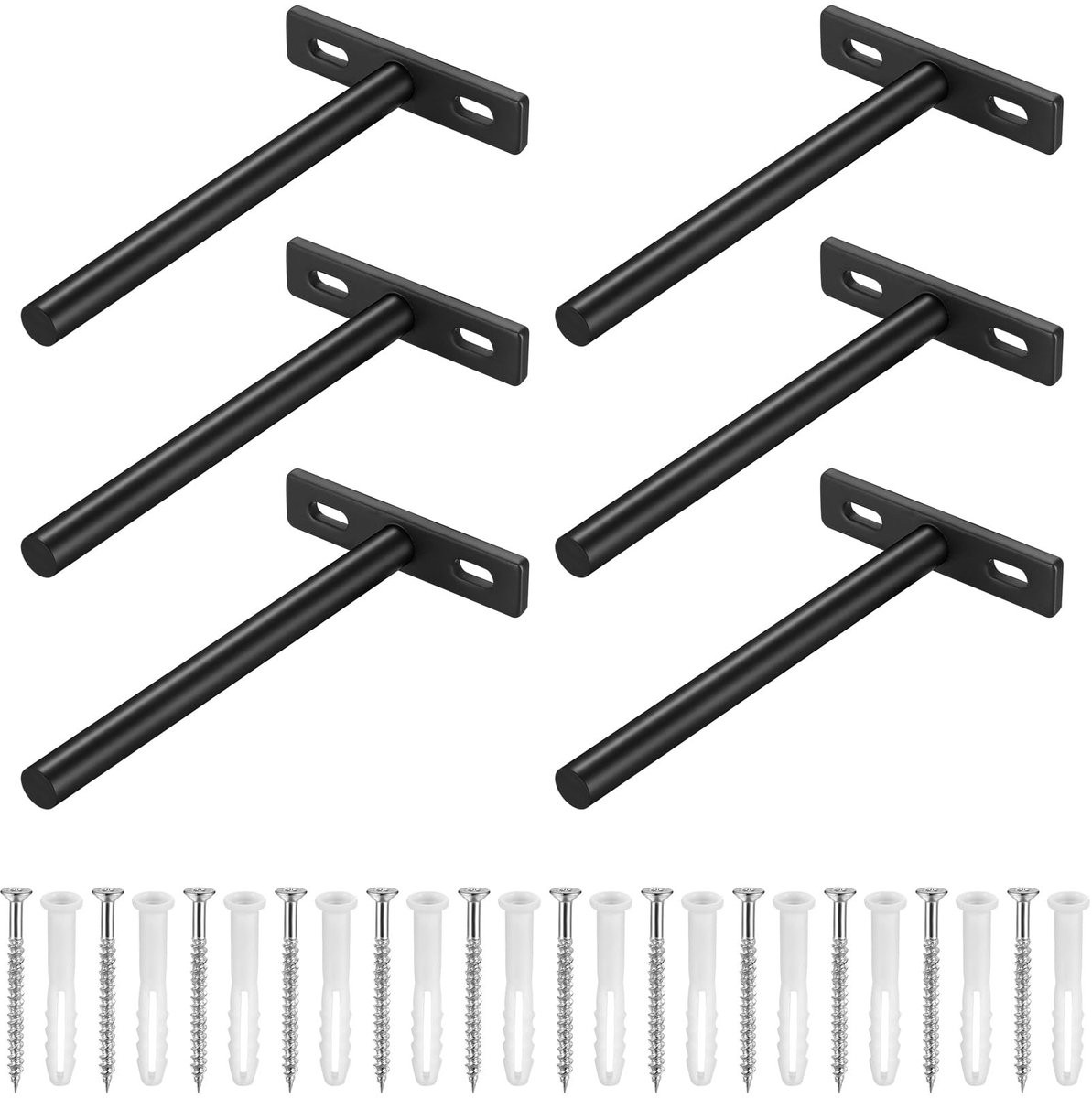 Solidchoice - Set van 6 zware zwevende plankdragers voor wandmontage