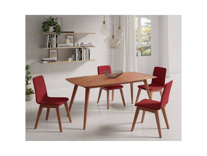 Salle à manger Nami 5 éléments 180 x 90cm Marron/Rouge/Rouge antique Imitation cerisier