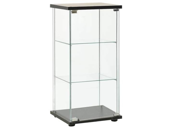 Heofavd Glasvitrine Standvitrine mit 3 Ebenen 86 cm Hartglas Schwarz