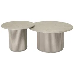 Couchtisch Ysa 2er-Set Ø60/80 cm Greige - mit MDF-Platte & Holzfuß