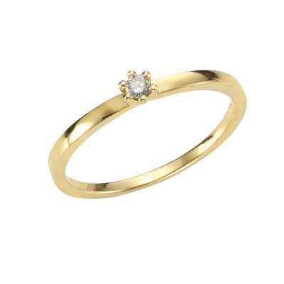 Fingerring OROLINO "Gold 750 mit Brillant 0,05ct." Gr. 54, gelb, Fingerringe, Damen, 054 (17,2), 0,05 SI = kleine Einschlüsse, Gold, Fingerring