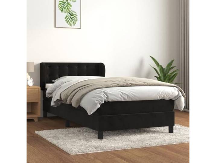 YNGBHFNOP Samt verstellbares Kopfteil Boxspringbett Schwarz 80x200 cm Boxspringbett mit Matratze Schwarz 80x200 cm Samt Bett mit Kopfteil Taschenfederkern Topper Komfort Luxus