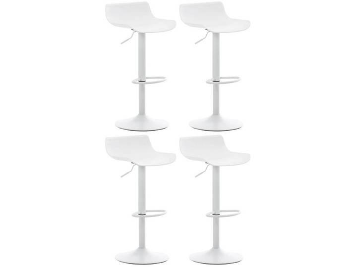 CLP Barhocker 4er Set Kunststoff Weiß, Metall, 43x69x44 cm, Esszimmer, Barmöbel, Barhocker