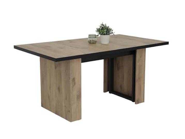 Hela Tische, Kulissentisch Esstisch Anni, Dekor Viking Oak, erweiterbar mit 3 Platten, Metallgestell, Maß 160-320x90cm