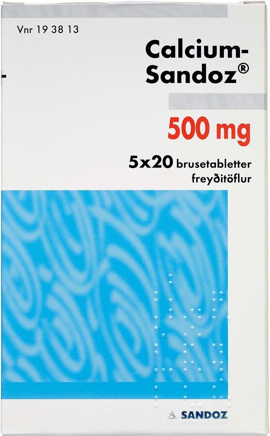 Calcium-Sandoz 500 mg 100 stk Brusetabletter