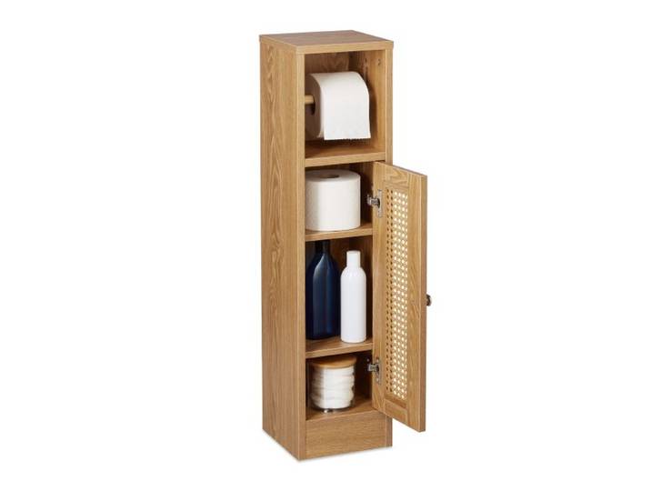 Relaxdays Toilettenpapierhalter stehend Holzoptik