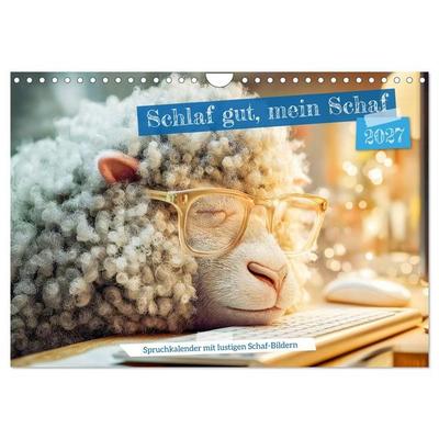 Schlaf gut, mein Schaf - Spruchkalender mit lustigen Schaf-Bildern (Wandkalender 2027 DIN A4 quer), CALVENDO Monatskalender