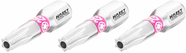 Embout-tournevis (bit) Hazet 2223N-T25H/3, hexagone massif 6,3 (1/4 pouce), profil TX « tamper résistant », T25H, nombre d'outils : 3 (2223N-T25H/3)