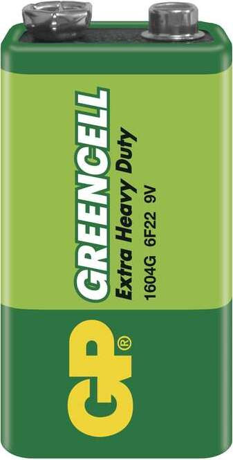 GP Greencell 9V Zink-koolstof batterij 6F22, 1 stuk