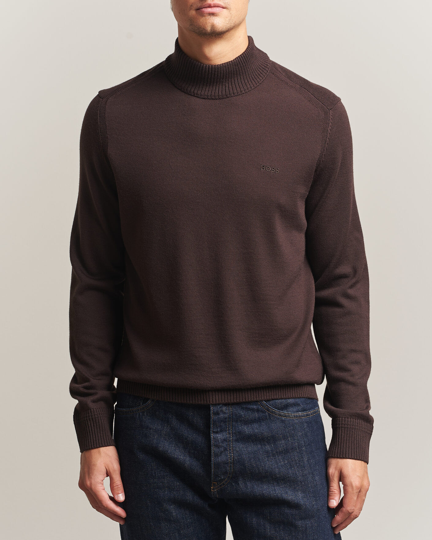 Boss ORANGE Avac Knitted Turtleneck Dark Brown men M Brun