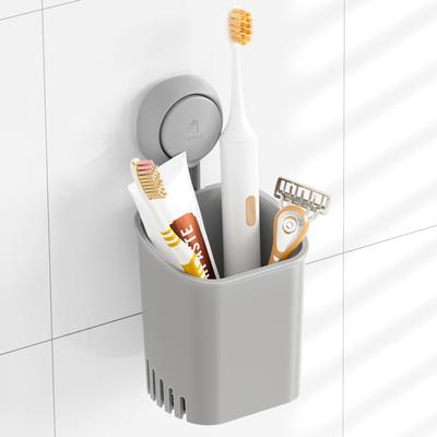 Discount Dollar Deals Suction Cup Toothbrush Razor Holder, No Drill Bathroom Organizer grey