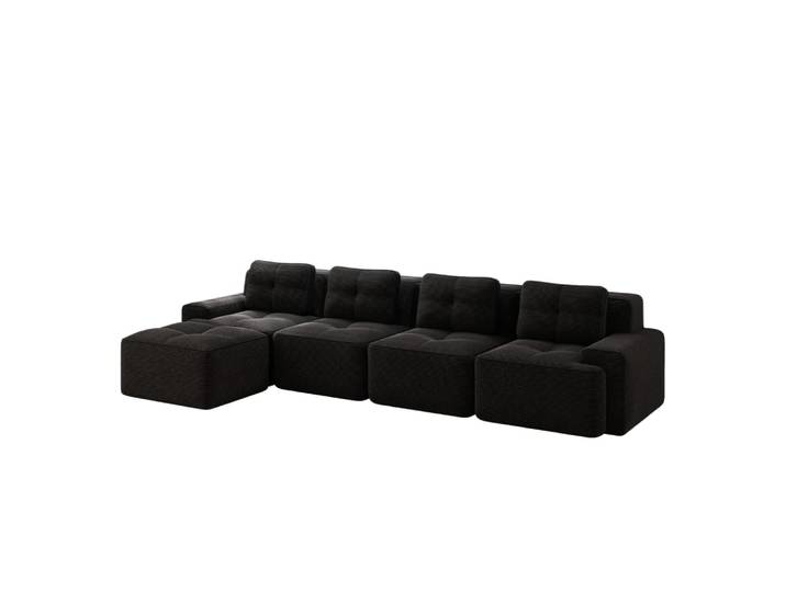 Canapé modulaire en velours côtelé avec design antidérapant noir