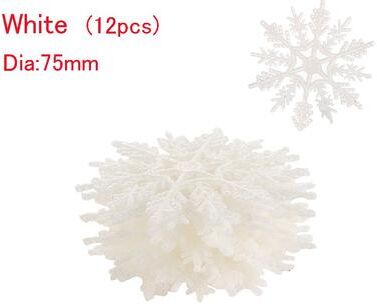 Top Demand Picks Glitter Snowflake Pendant Party Ornaments, Vivid Bauble DIY Craft Hanging, Christmas Tree Decor white 75mm