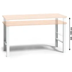 Werkbank G3 mit Holzarbeitsplatte, höhenverstellbar, 2000 mm