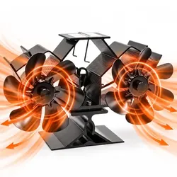 Relaxdays Kaminventilator doppelt stromlos Schwarz