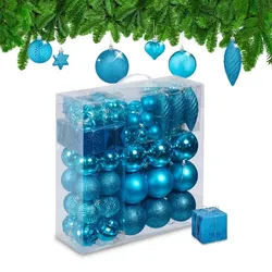 Relaxdays Weihnachtskugeln im 110er Set Silber,Türkis