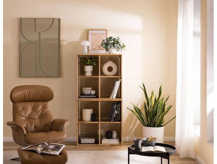 Massives Regal 74 cm offen Massivholz Wildeiche, geölt Braun 74 x 148 x 35cm